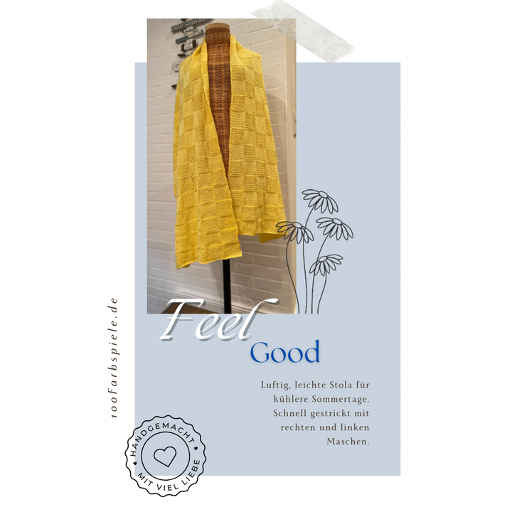 Knitting KIT for the stole "Feel Good" in 14 colors Classic&amp;PREMIUM 